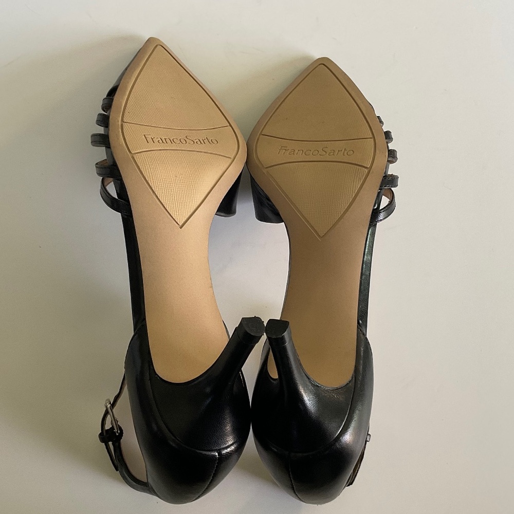 FRANCO SARTO Talana Pointed Toe Kitten Heel Pumps  Black Size 7.5 - Picture 6 of 10